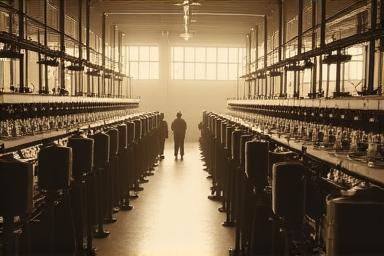Oude foto van de Tilburgse textielindustrie